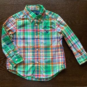 RALPH LAUREN 2T long sleeve button down plaid shirt toddler kid